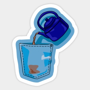 Tea in my Pocket - Denim Pocket with Teapot Design Sticker